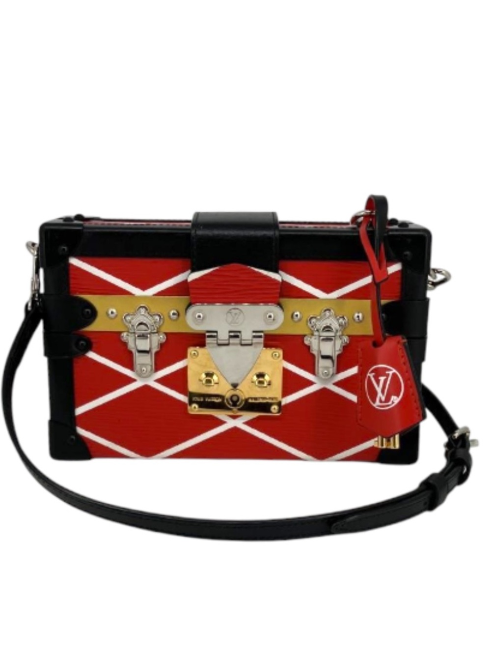 Louis Vuitton Red and Black Petite Trunk Crossbody with Gold Hardware